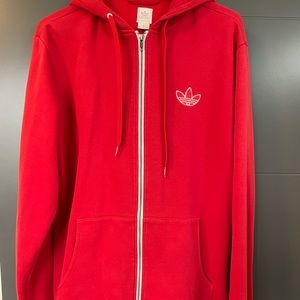 Red Adidas zip up hoodie size M